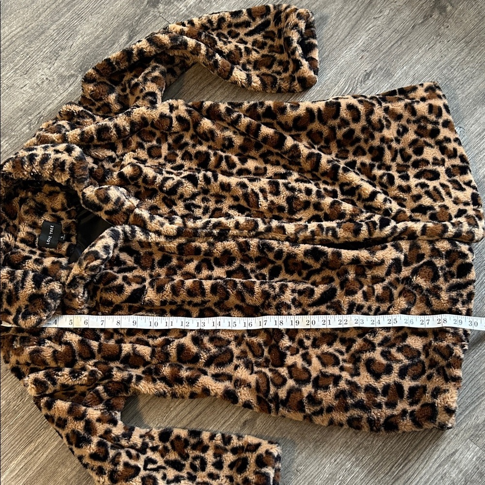 Leopard Print Faux Fur Teddy Coat Women’s Small Plush Animal Print Jacket Cozy - Picture 4 of 6